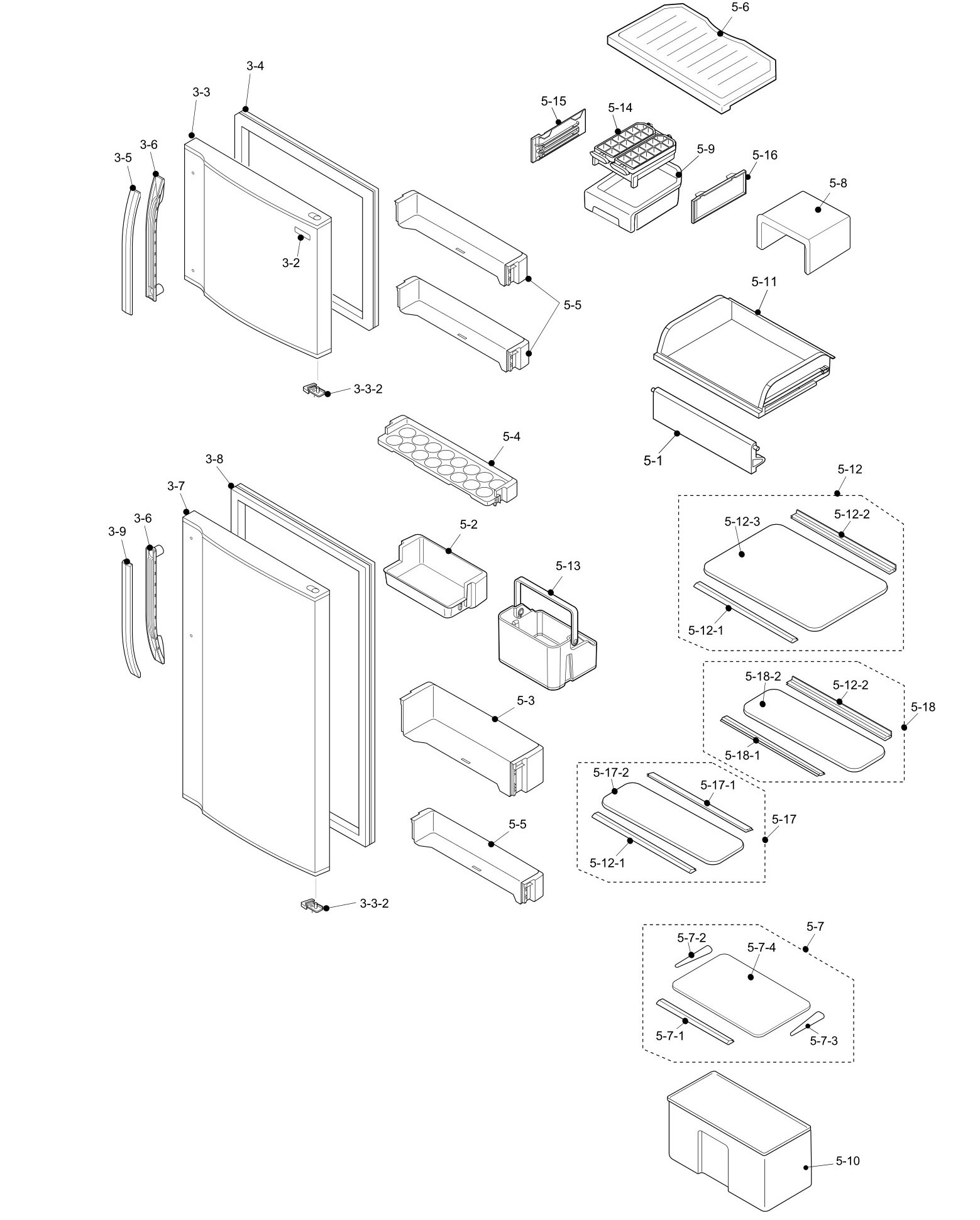 SHARP SJ-311N-SL/BE/WH/BL Запчасти для холодильника