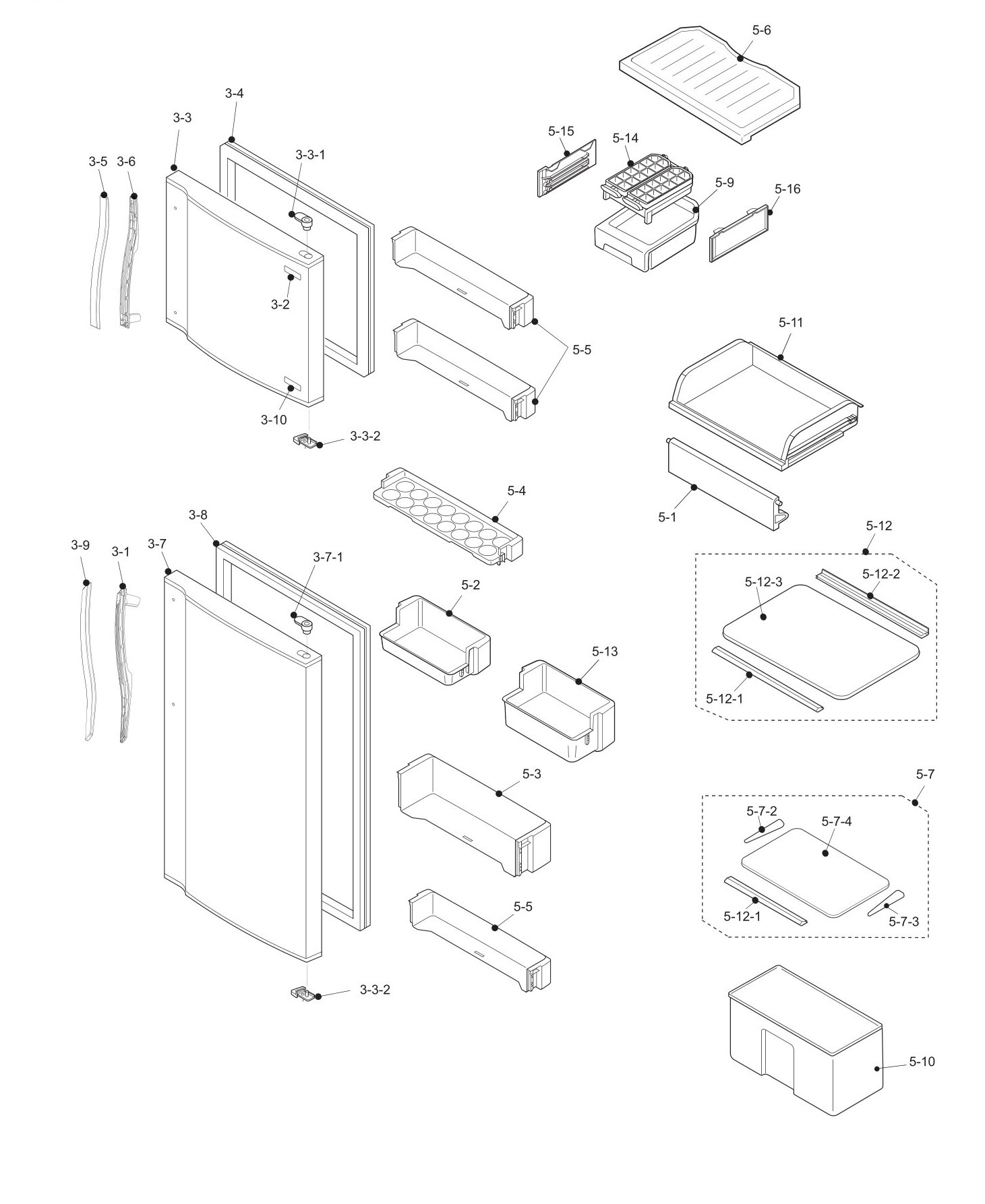 SHARP SJ-351S-SL/BE/WH/BL Запчасти для холодильника