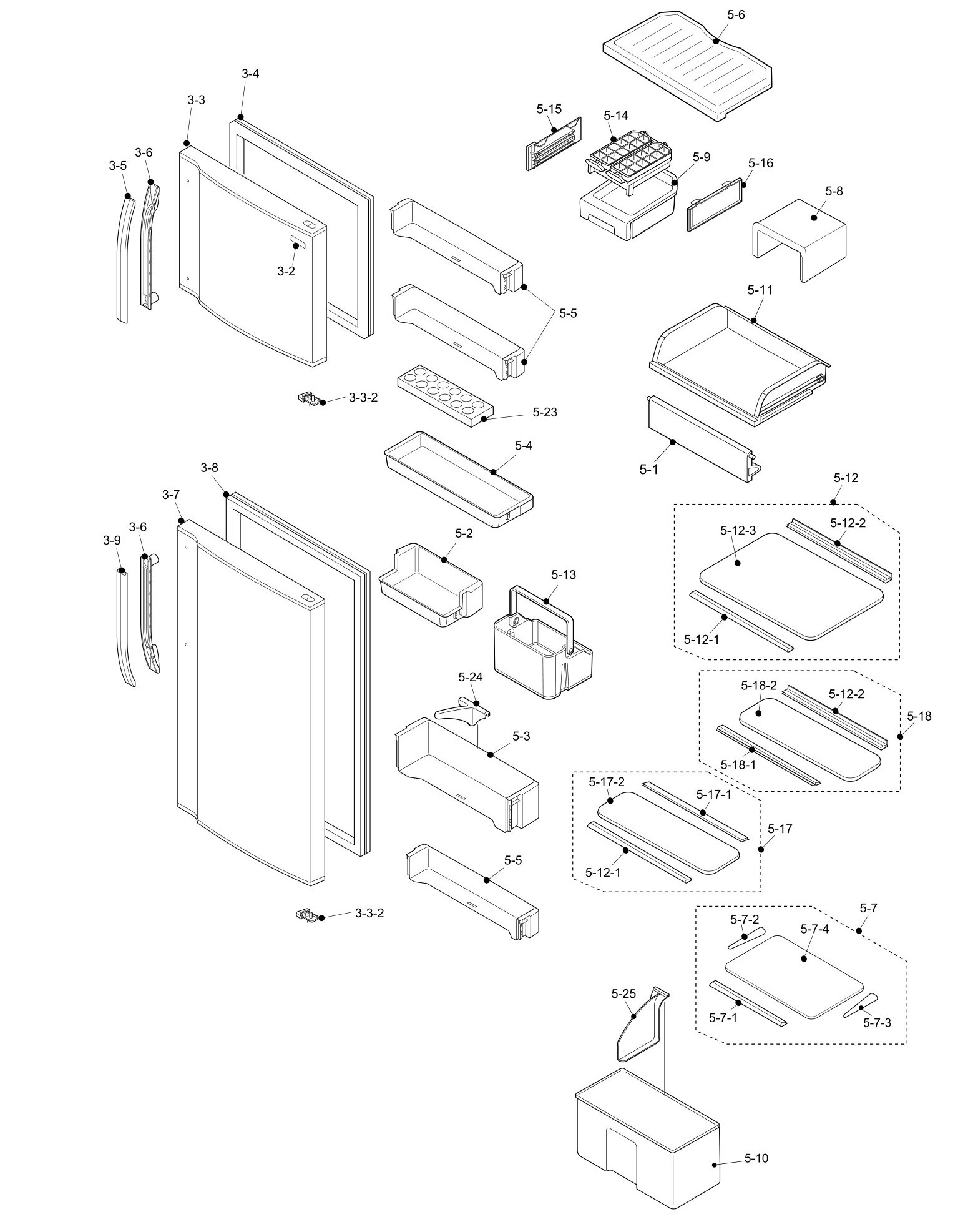 SHARP SJ-391N-SL/BE/WH/BL Запчасти для холодильника