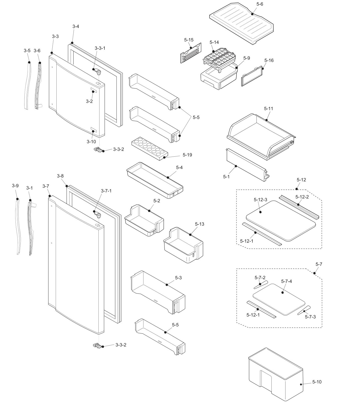 SHARP SJ-391S-SL/BE/WH/BL Запчасти для холодильника