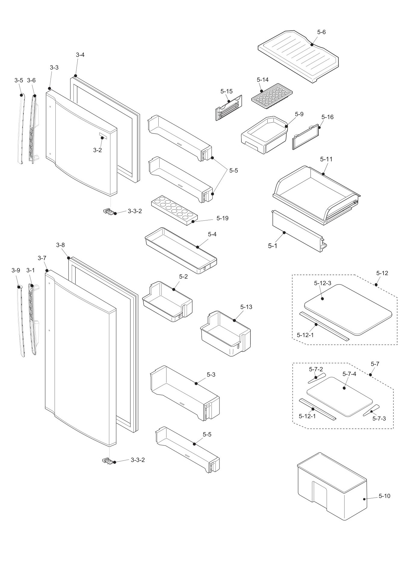 SHARP SJ-391V-SL/BE/WH Запчасти для холодильника