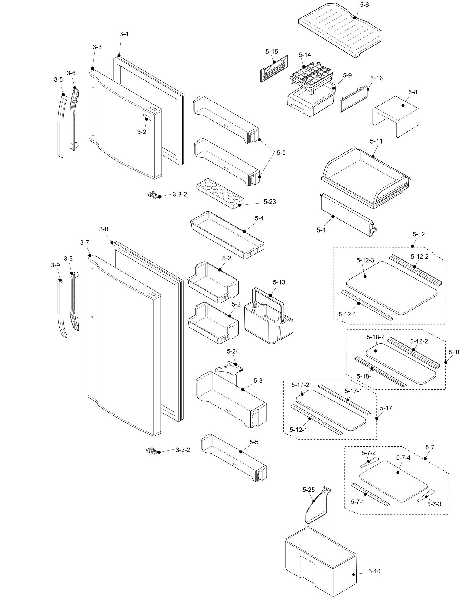 SHARP SJ-431N-SL/BE/WH/BL Запчасти для холодильника