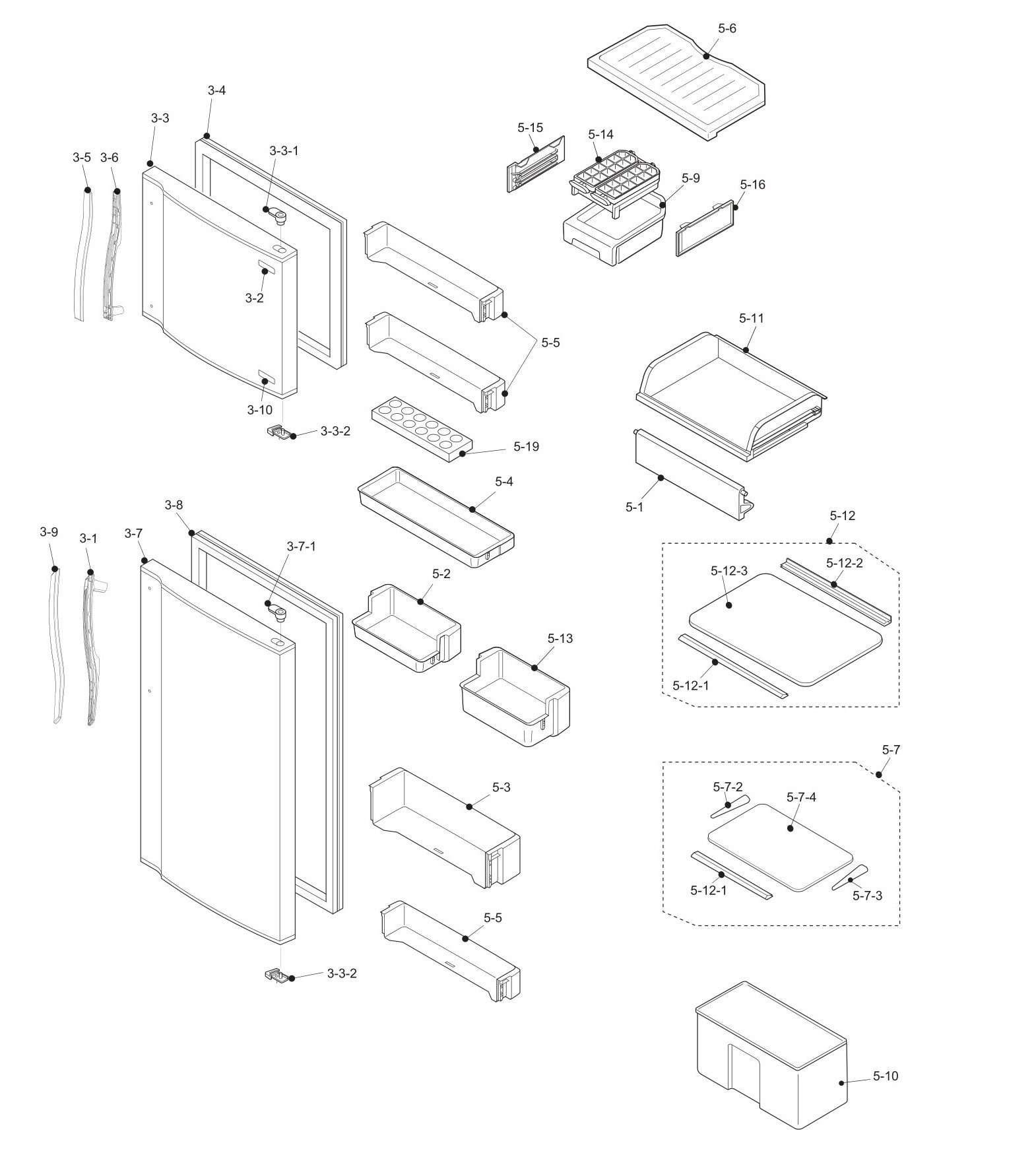 SHARP SJ-431S-SL/BE/WH/BL Запчасти для холодильника