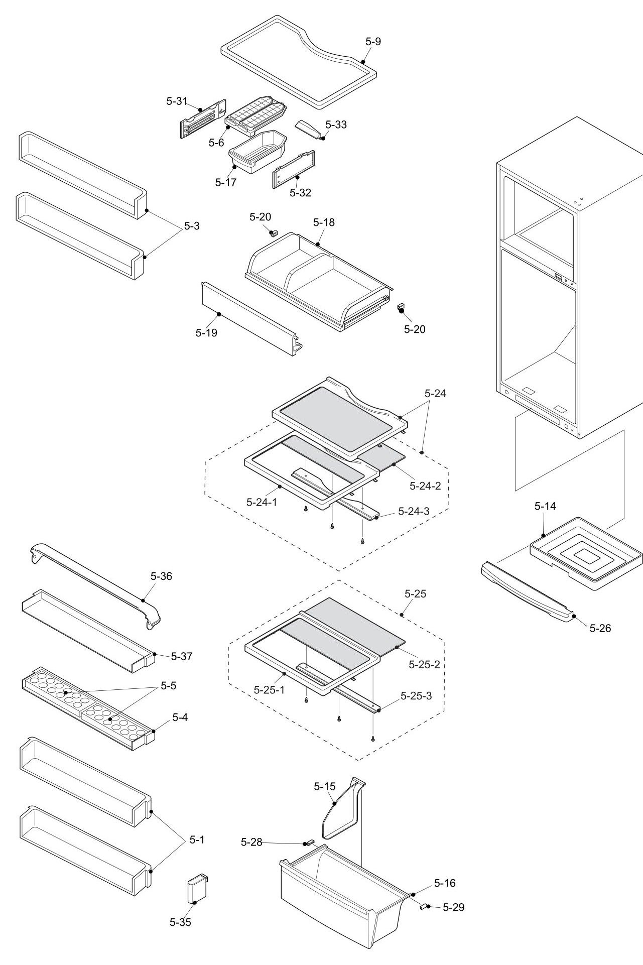 SHARP SJ-641N-BE/GR/SL Запчасти для холодильника