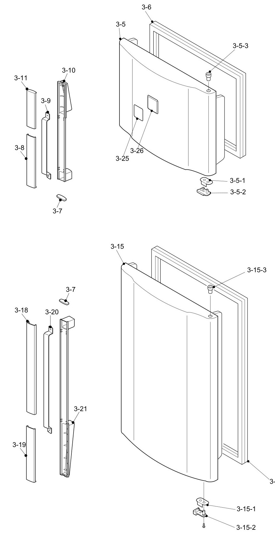 SHARP SJ-691N-BE/GR/SL Запчасти для холодильника