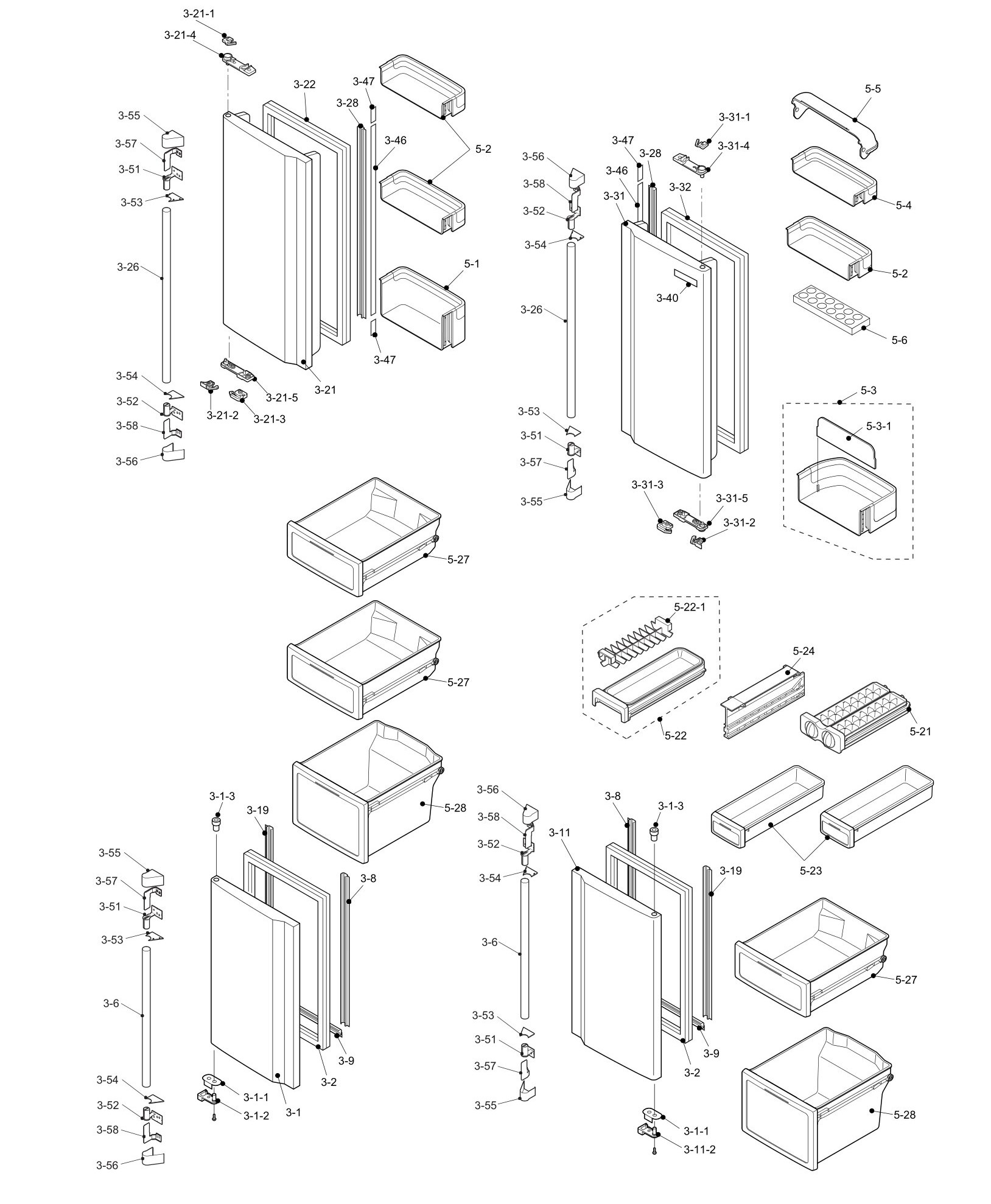 SHARP SJ-F73SP-SL/BK Запчасти для холодильника