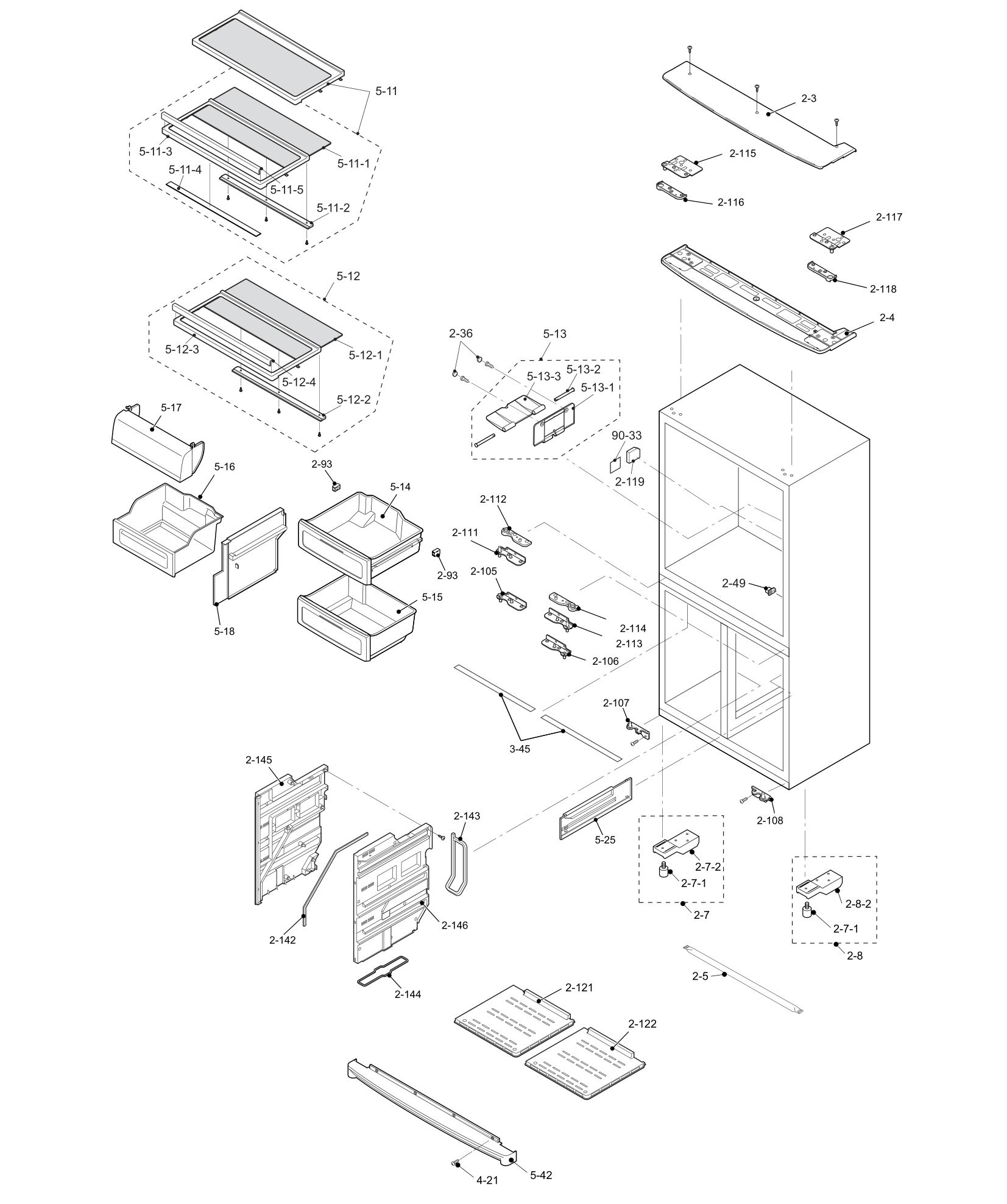 SHARP SJ-F800SP-SL/BK Запчасти для холодильника
