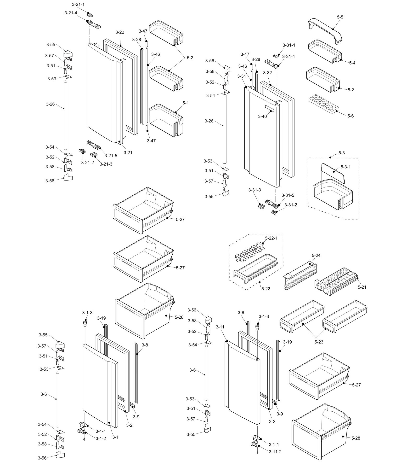 SHARP SJ-F91SP-SL/BK Запчасти для холодильника