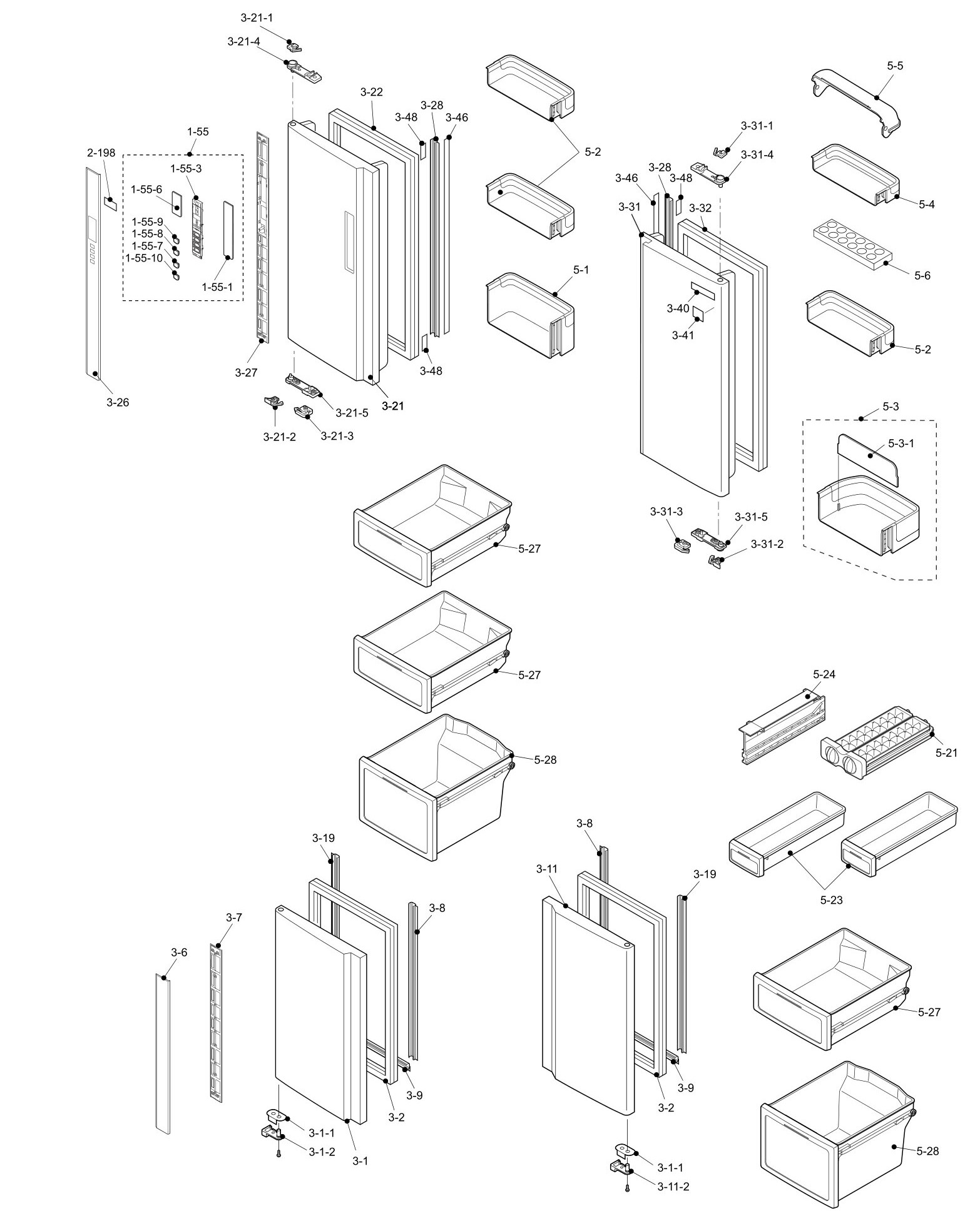 SHARP SJ-FP92V-ST/BK/BE Запчасти для холодильника