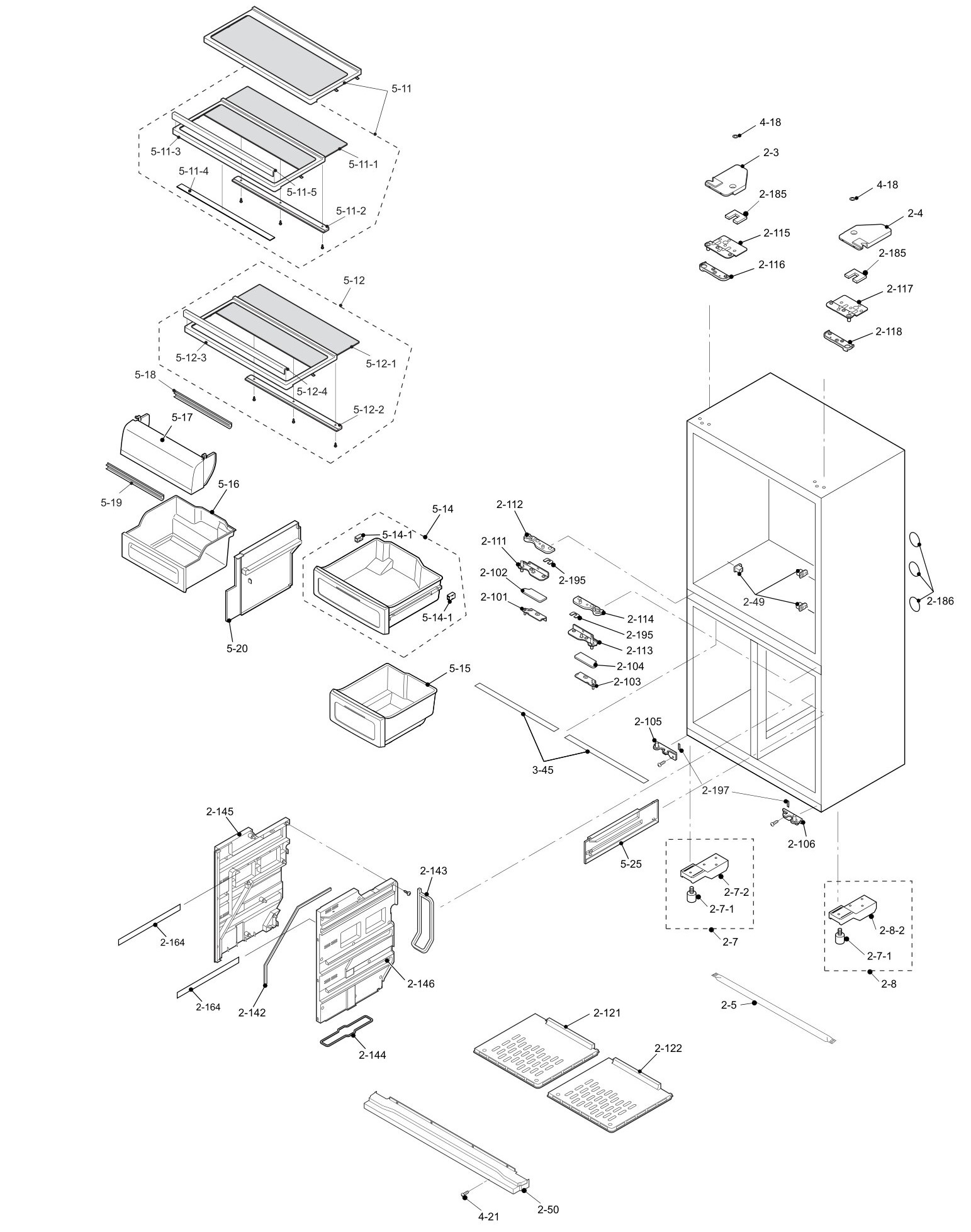 SHARP SJ-FP92V-ST/BK/BE Запчасти для холодильника