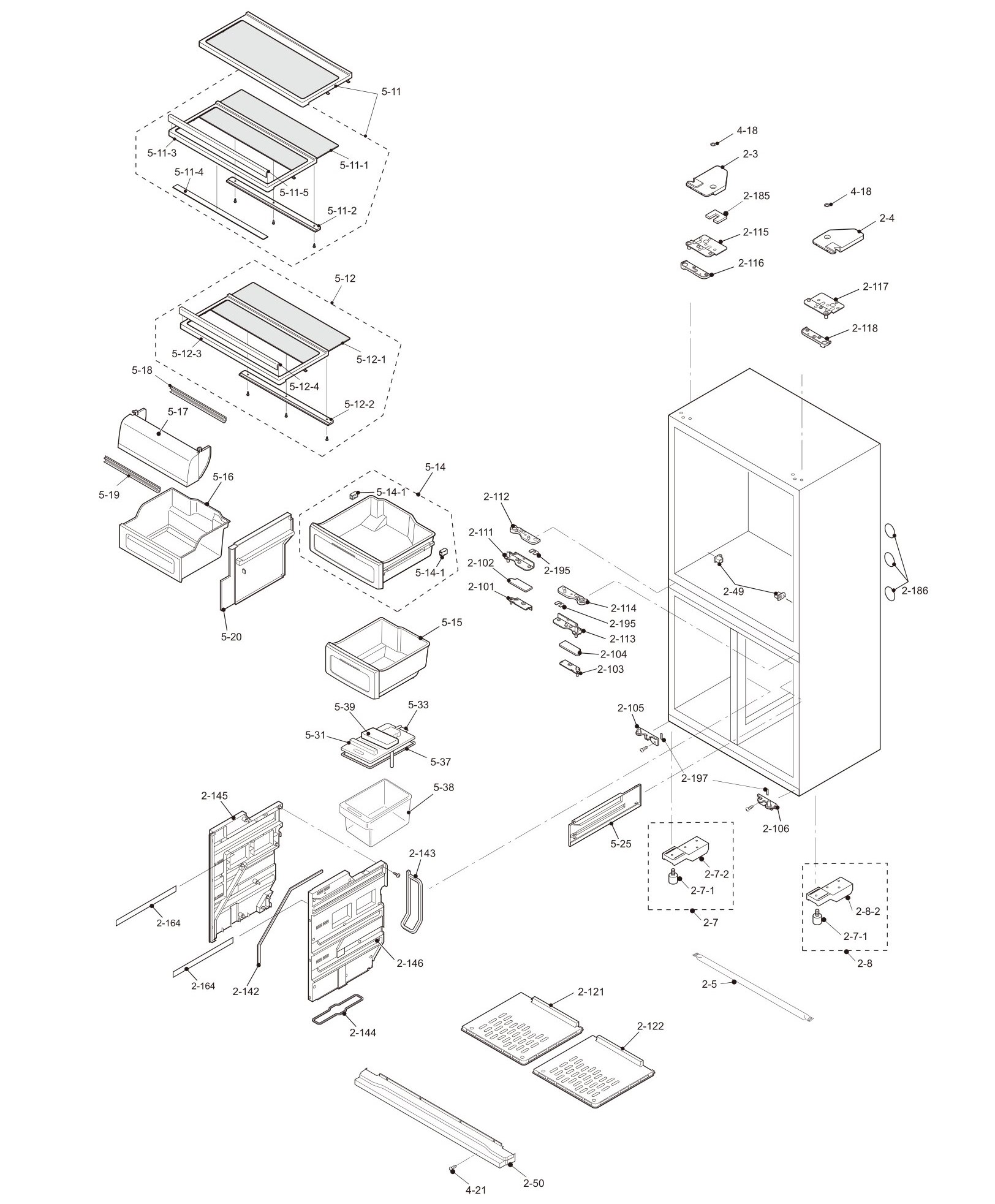 SHARP SJ-FP810V-ST/BK/BE Запчасти для холодильника