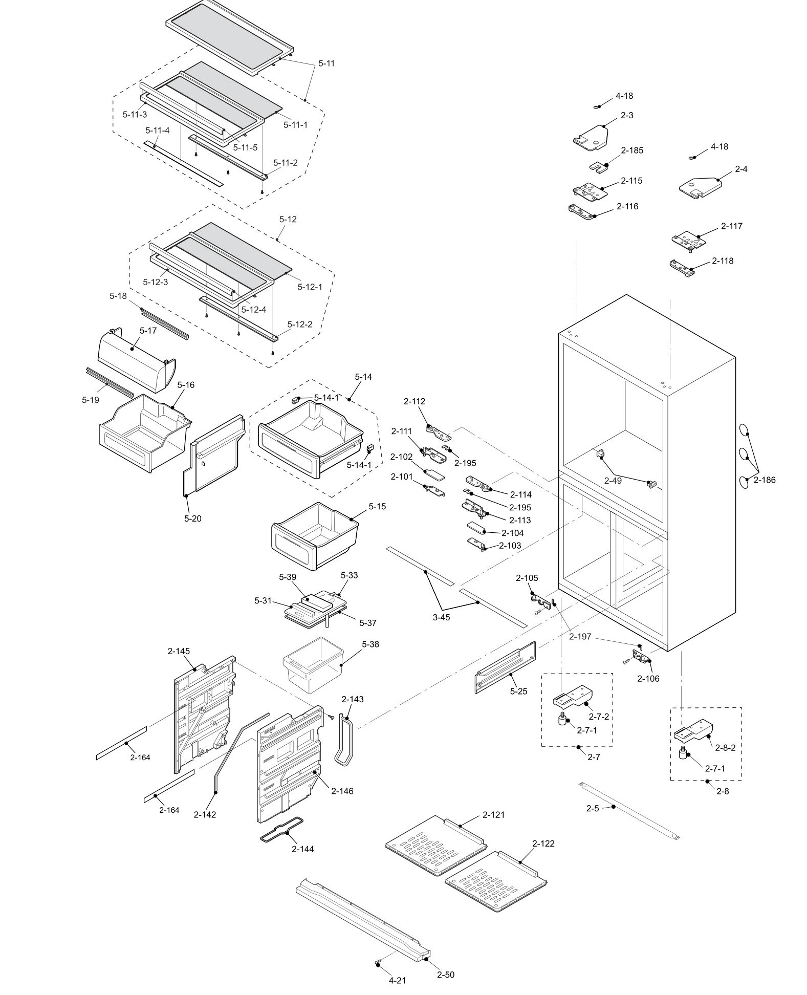 SHARP SJ-FP97V-ST/BK/BE Запчасти для холодильника