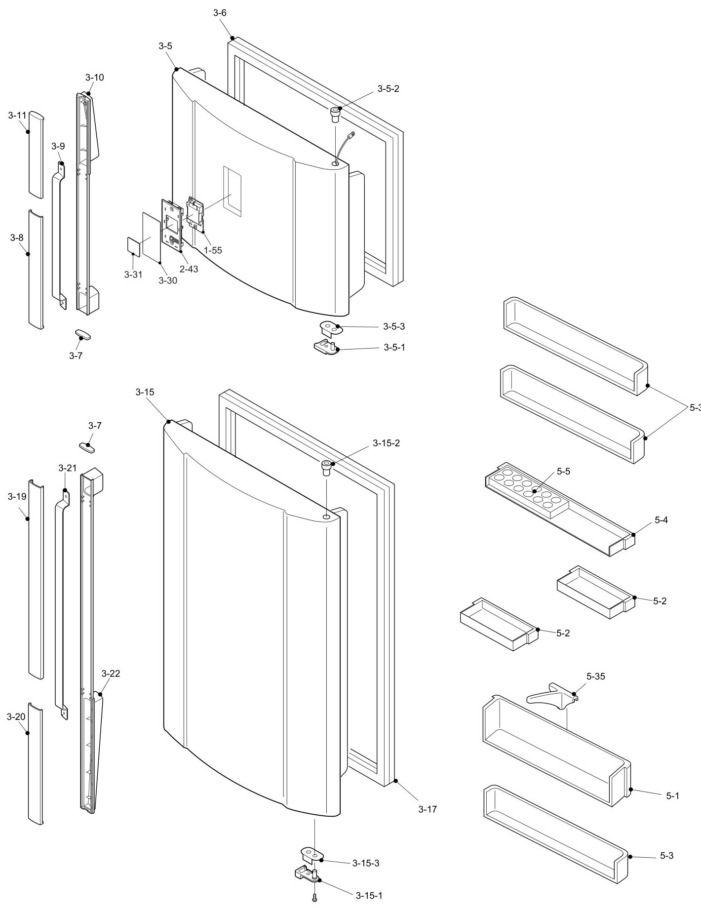 SHARP SJ-P442N-BE/SL/WH Запчасти для холодильника