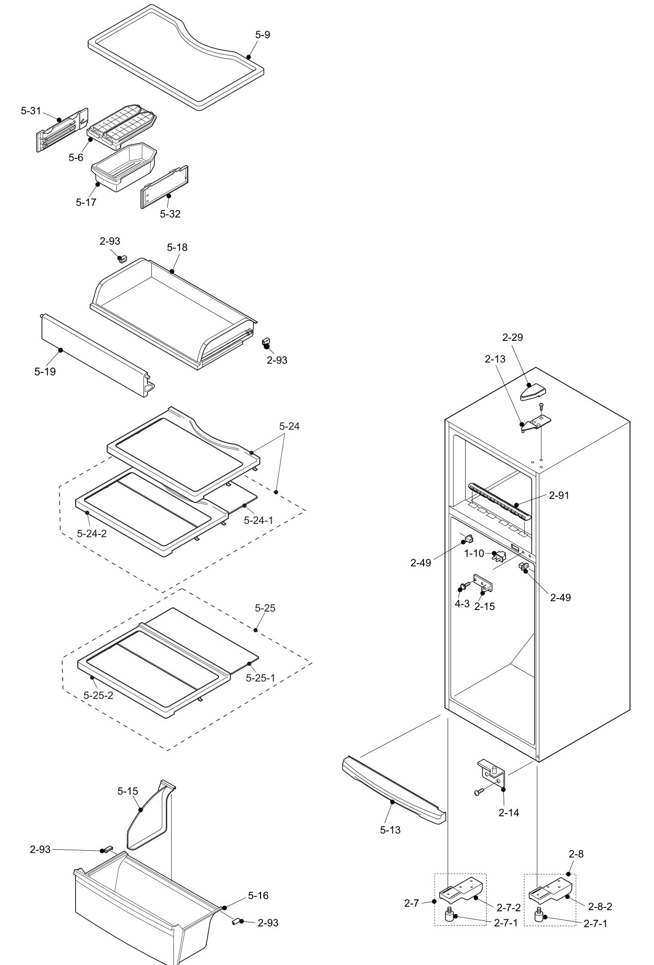 SHARP SJ-P482N-BE/SL/WH Запчасти для холодильника