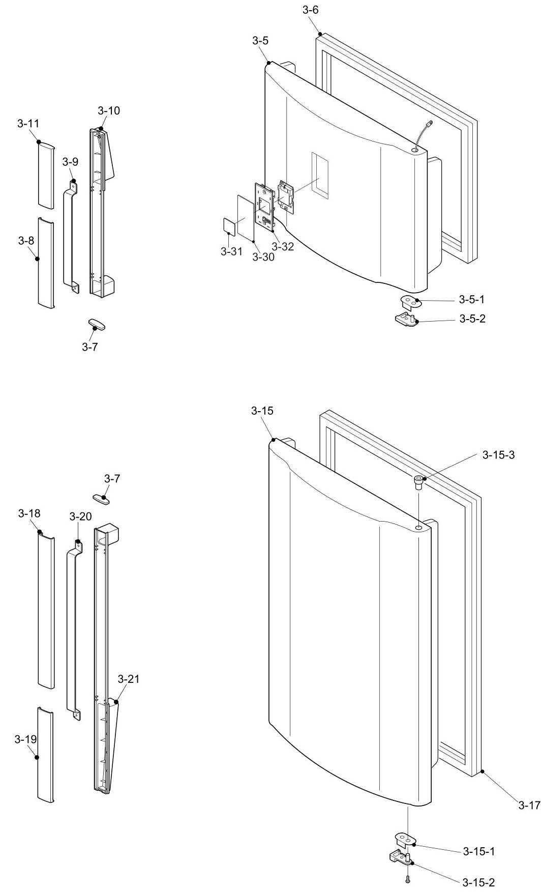 SHARP SJ-P641N-BE/GR/SL Запчасти для холодильника