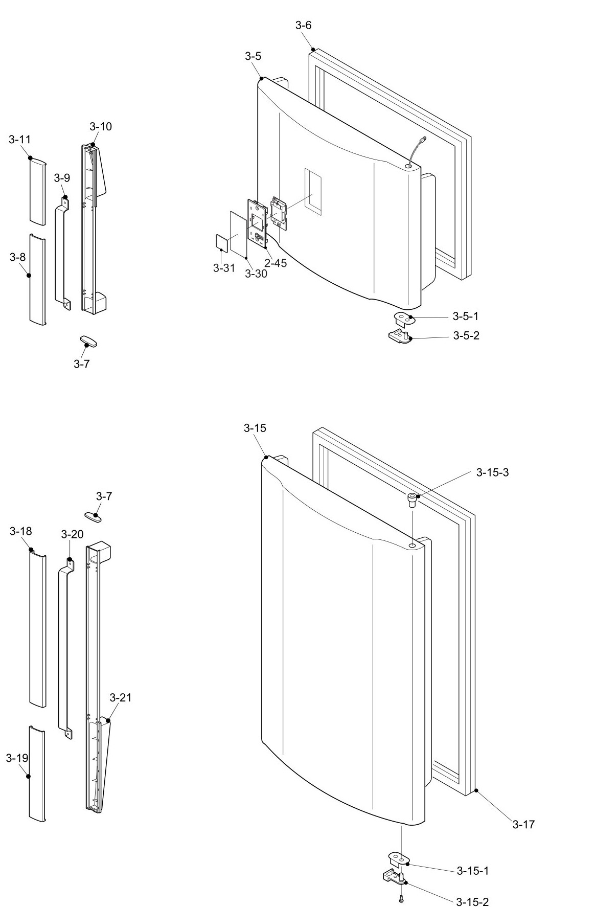 SHARP SJ-P642N-BE/GR/SL Запчасти для холодильника