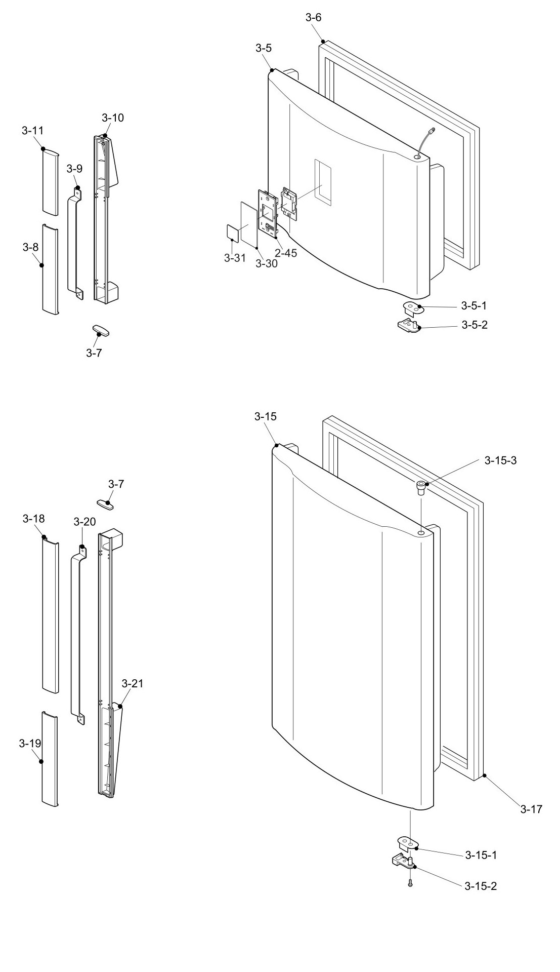 SHARP SJ-P692N-BE/GR/SL Запчасти для холодильника