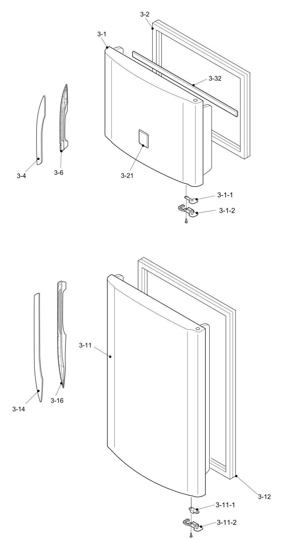 SHARP SJ-CT401R-SL/BE/WH Запчасти для холодильника