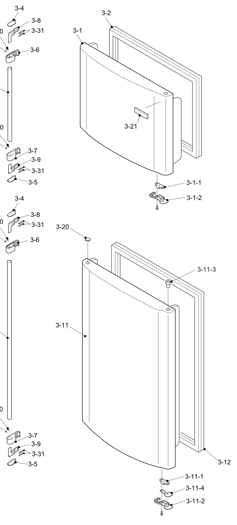 SHARP SJ-PT441R-HS/BE/WH Запчасти для холодильника