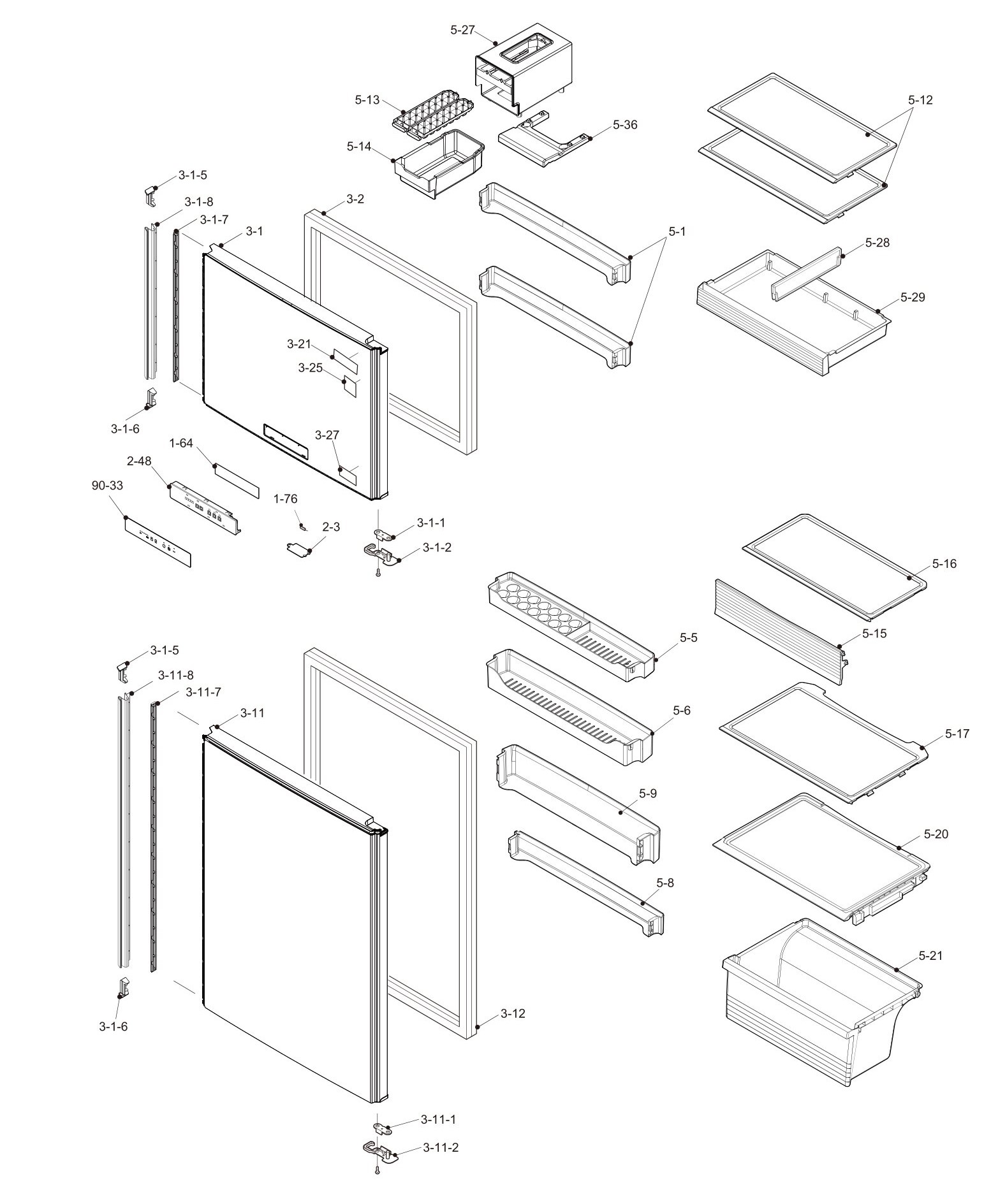 SHARP SJ-XG55PM-BE/BK/SL Запчасти для холодильника