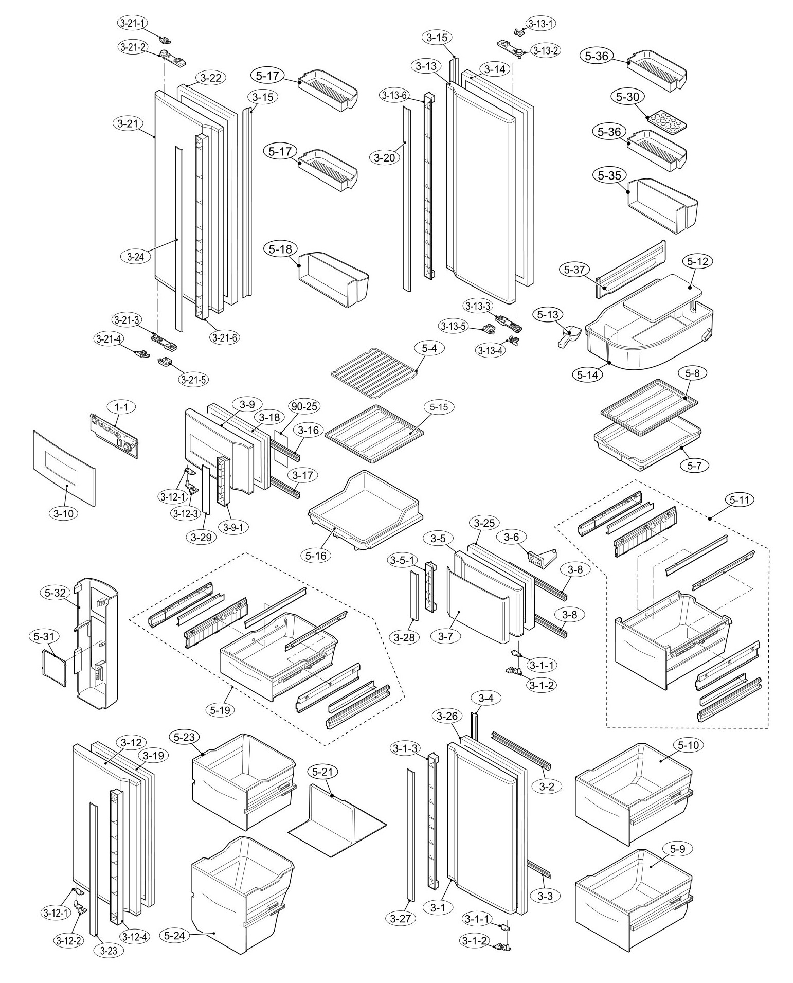 SHARP SJ-H511K-T Запчасти для холодильника