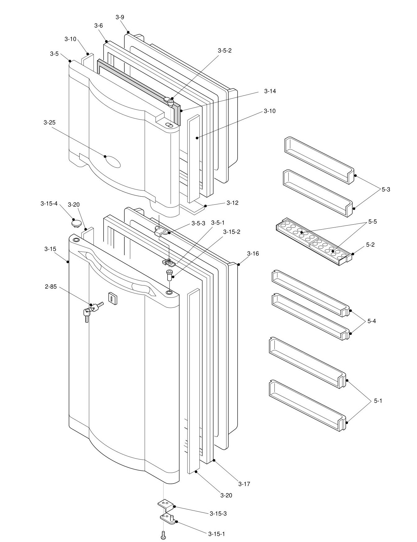 SHARP SJ-K55H-GY/BE Запчасти для холодильника